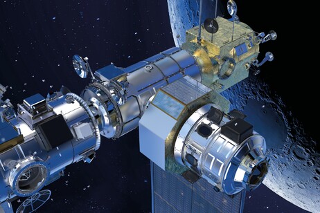 Rappresentazione artistica del mosulo Esprit per la futura stazione spaziale lunare Gateway (fonte: Thales Alenia Space, E.Briot)